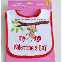 Diseño personalizado de Valentine&#39;s Day Algodón babero bordado para bebés